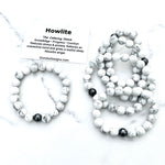 10mm Howlite Beaded Bracelet with Hematite Accent Bead