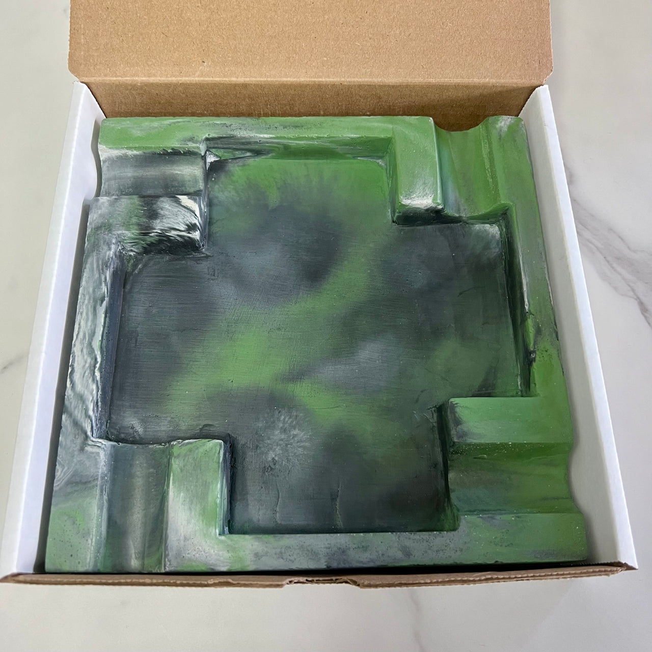 #2 Green Marbled Large Concrete Cigar Ashtray - one of a kind