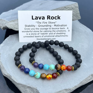 Seven Chakras Lava Rock Beaded Bracelet