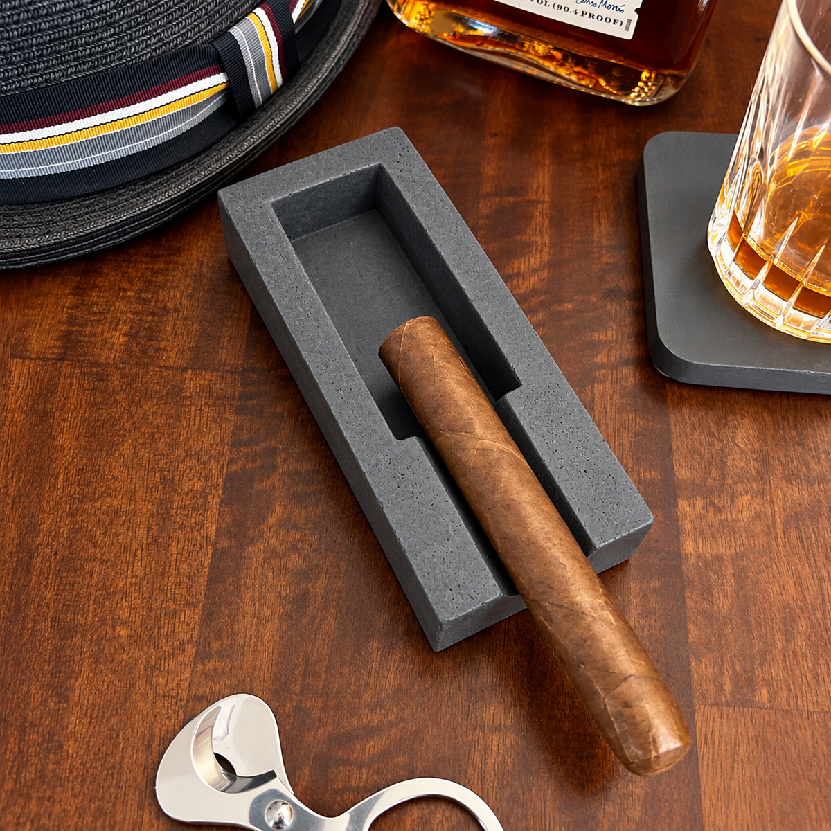 Gray Concrete Single Cigar Ashtray