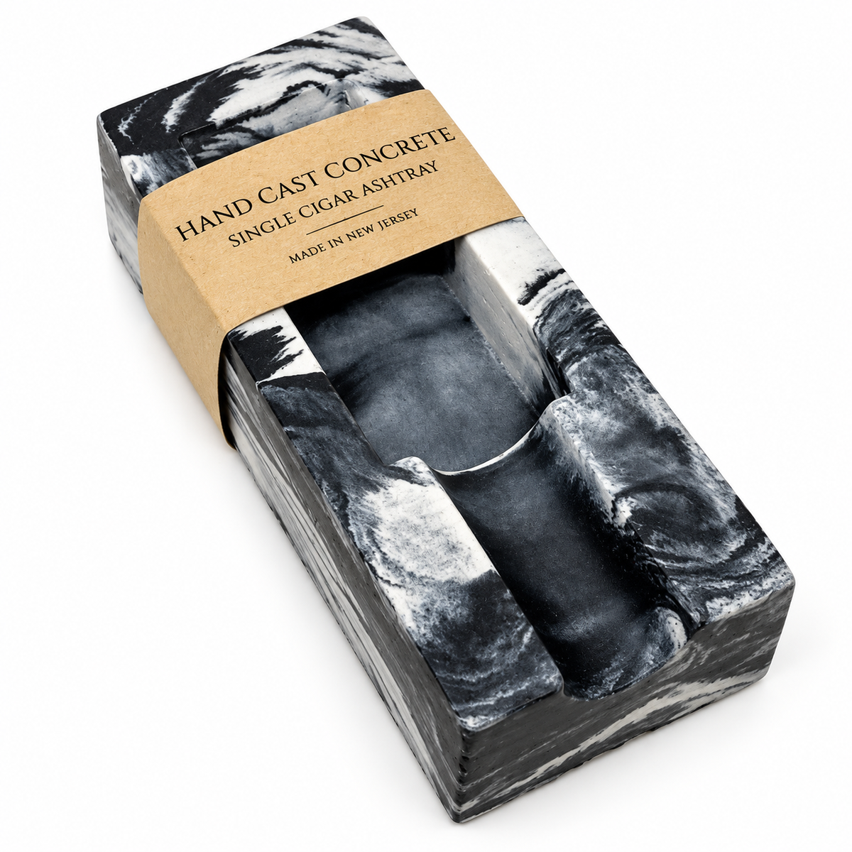 Black and White Concrete Single Cigar Ashtray