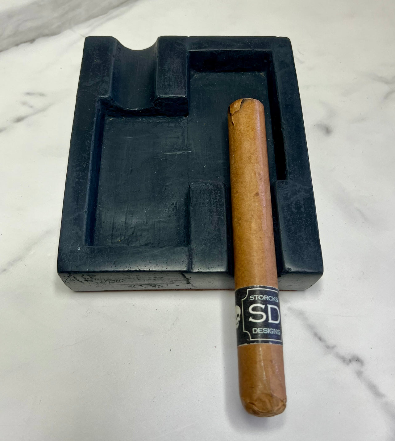#31 Double Concrete Cigar Ashtray in solid black
