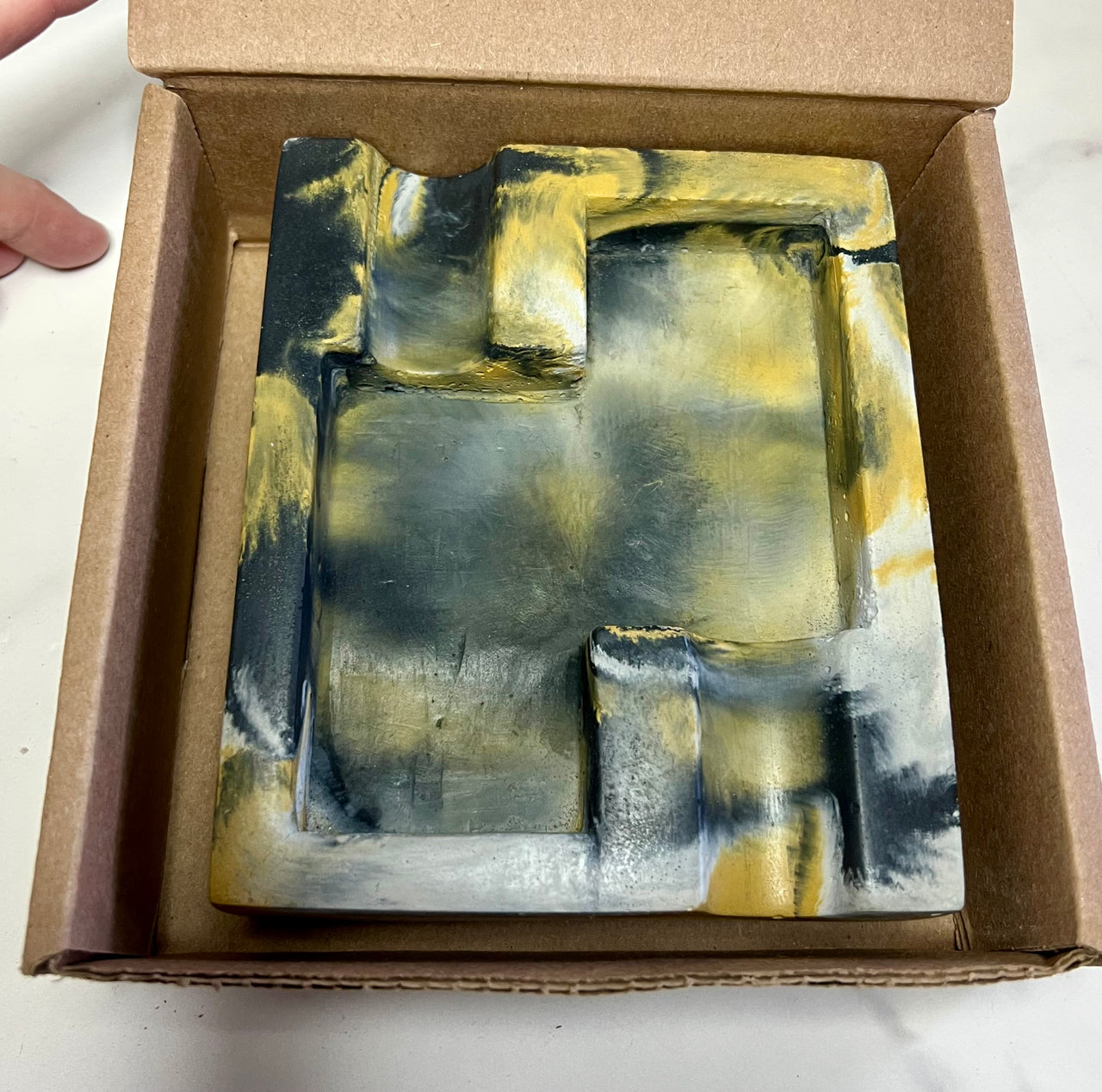 #30 Double Cigar Ashtray in yellow marbled