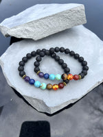 Seven Chakras Lava Rock Beaded Bracelet