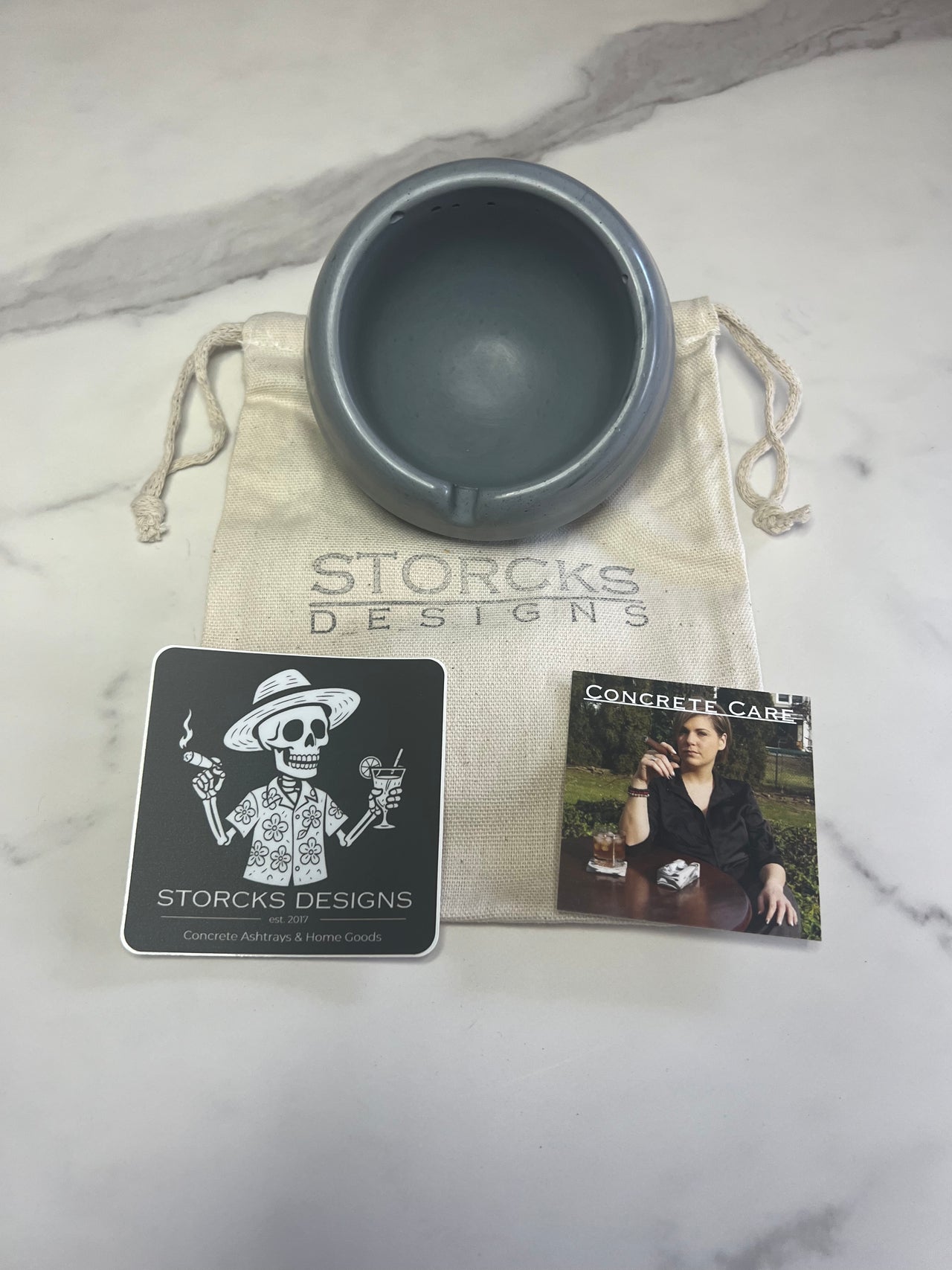 #53 concrete grey small sphere ashtray
