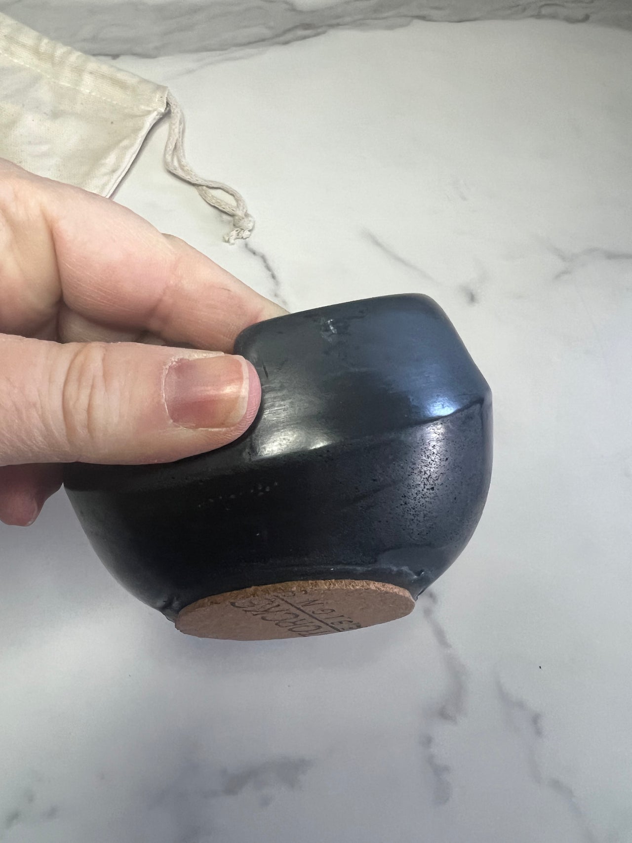 #54 concrete solid black small sphere ashtray