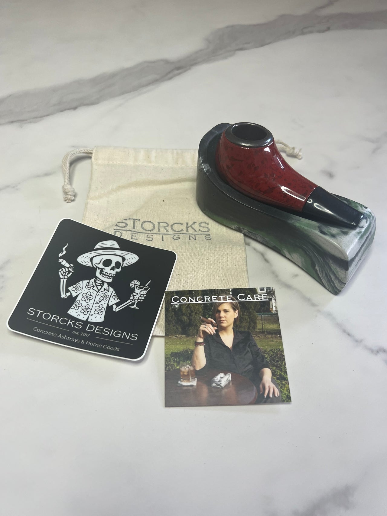 #55 concrete green marbled pipe rest