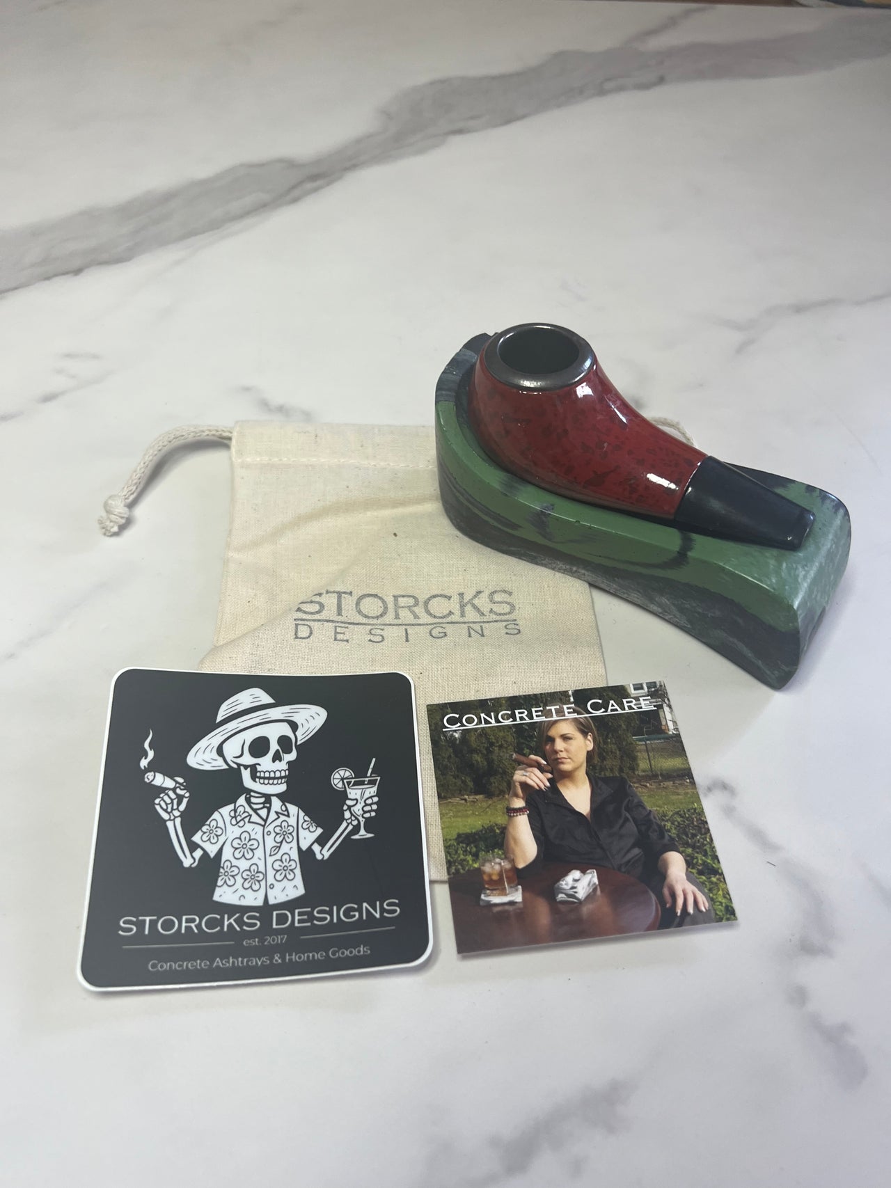 #57 green marbled concrete pipe rest