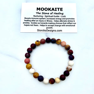 Mookaite 8mm stone beaded bracelet