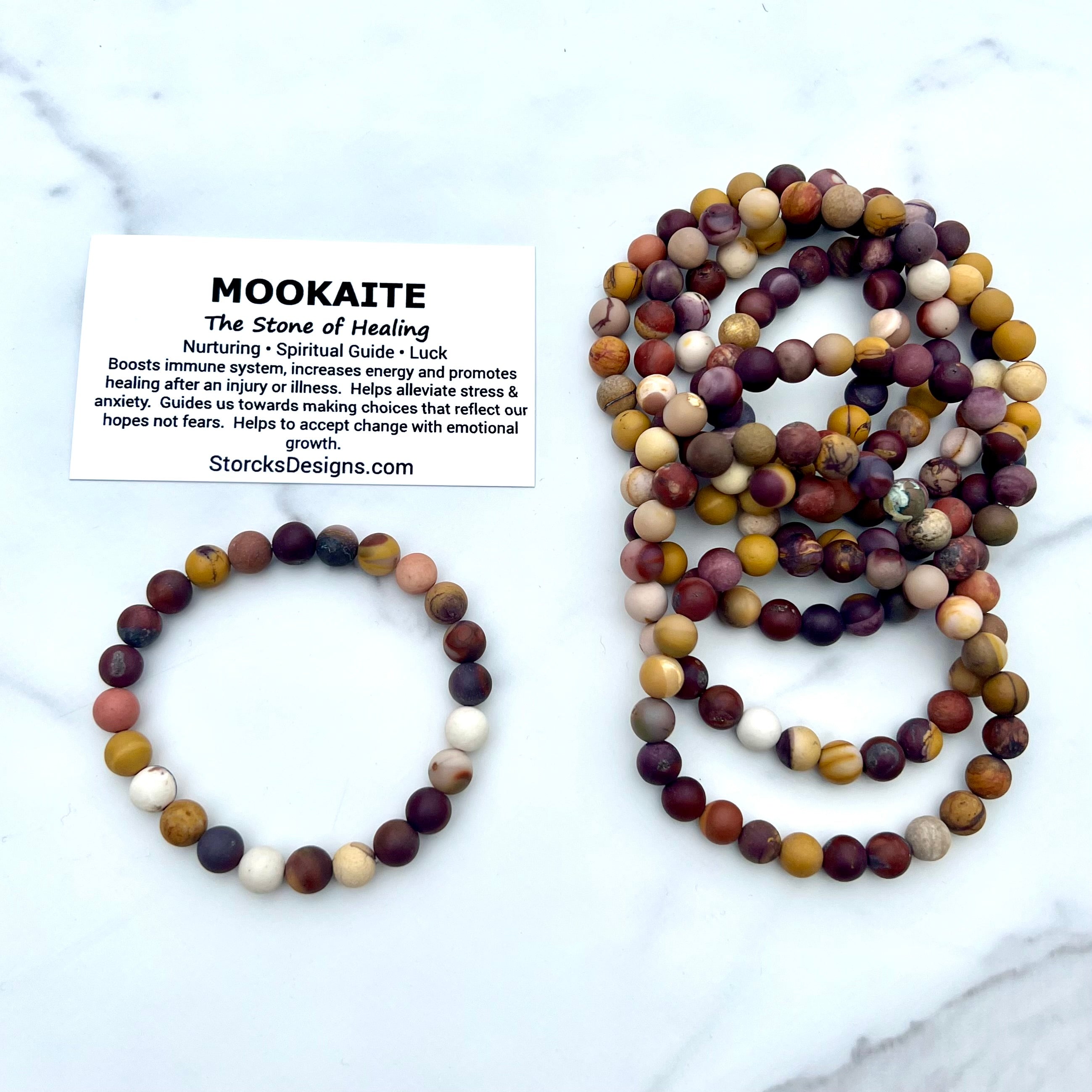 Mookaite 8mm stone beaded bracelet