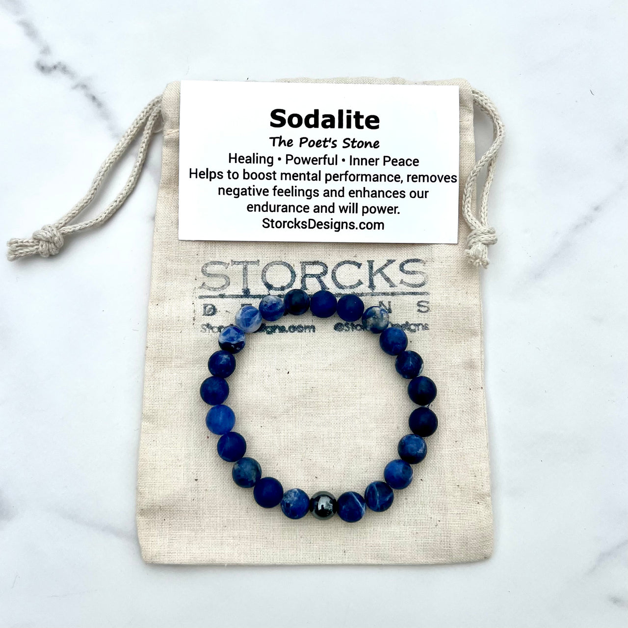 Matte Sodalite 8mm Stone Beaded Bracelet