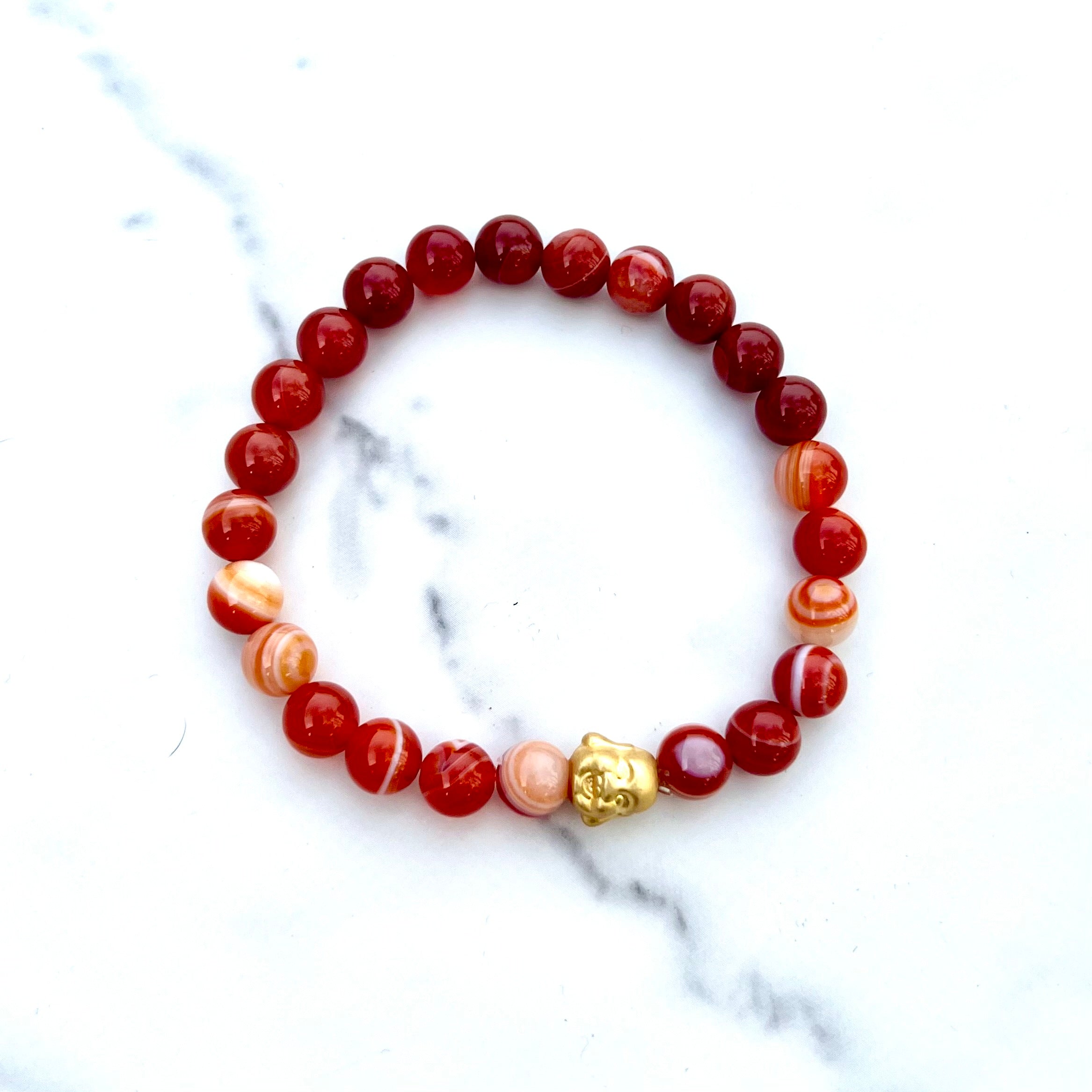 Carnelian 8mm Stone Beaded Bracelet