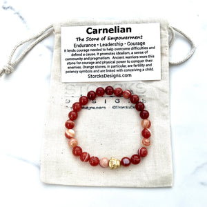 Carnelian 8mm Stone Beaded Bracelet