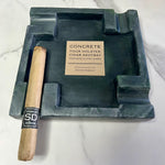 Dark Green with grey and black mixed marbled Large Concrete Cigar Ashtray