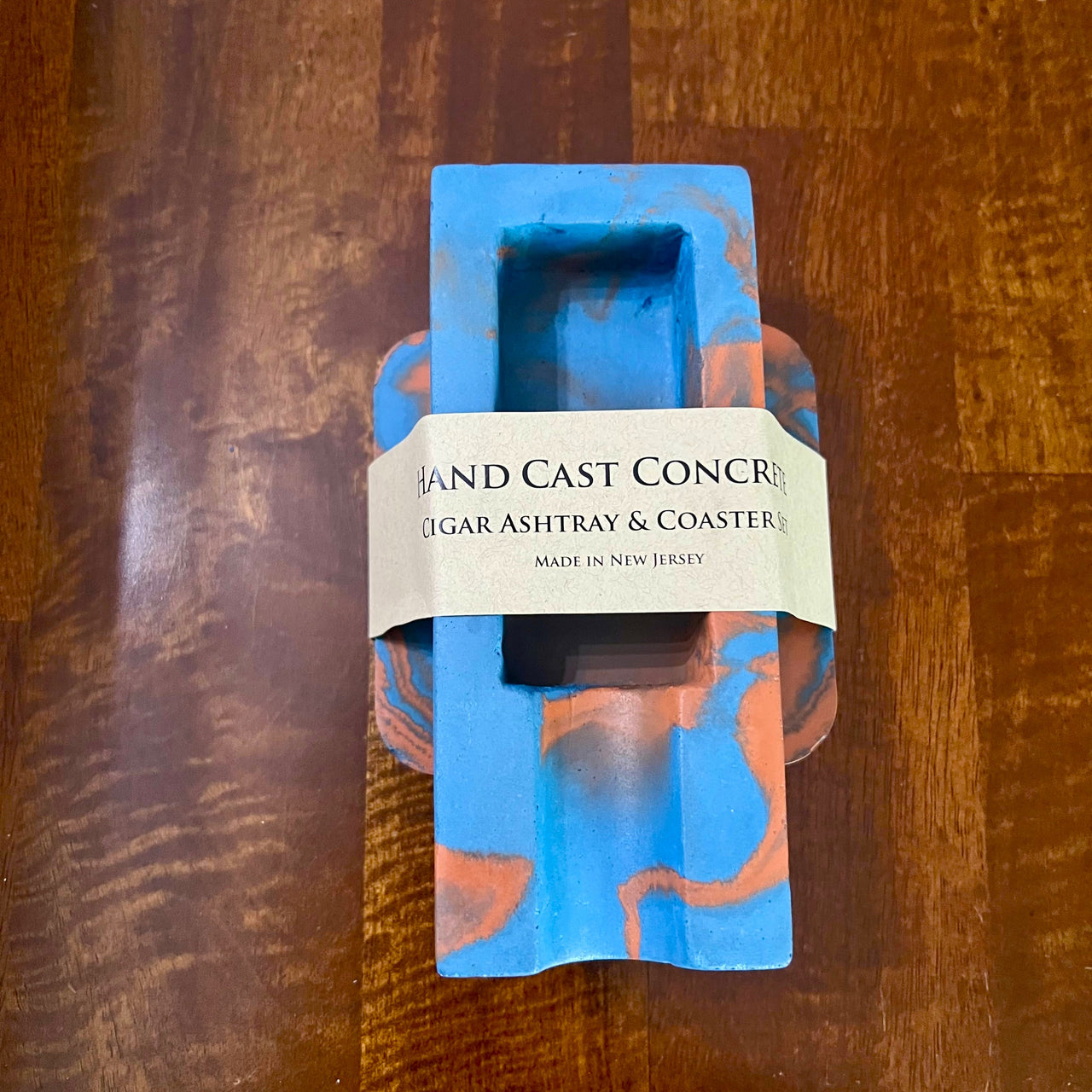 Let's Go Knicks Blue and Orange Single Cigar Ashtray and Coaster Set
