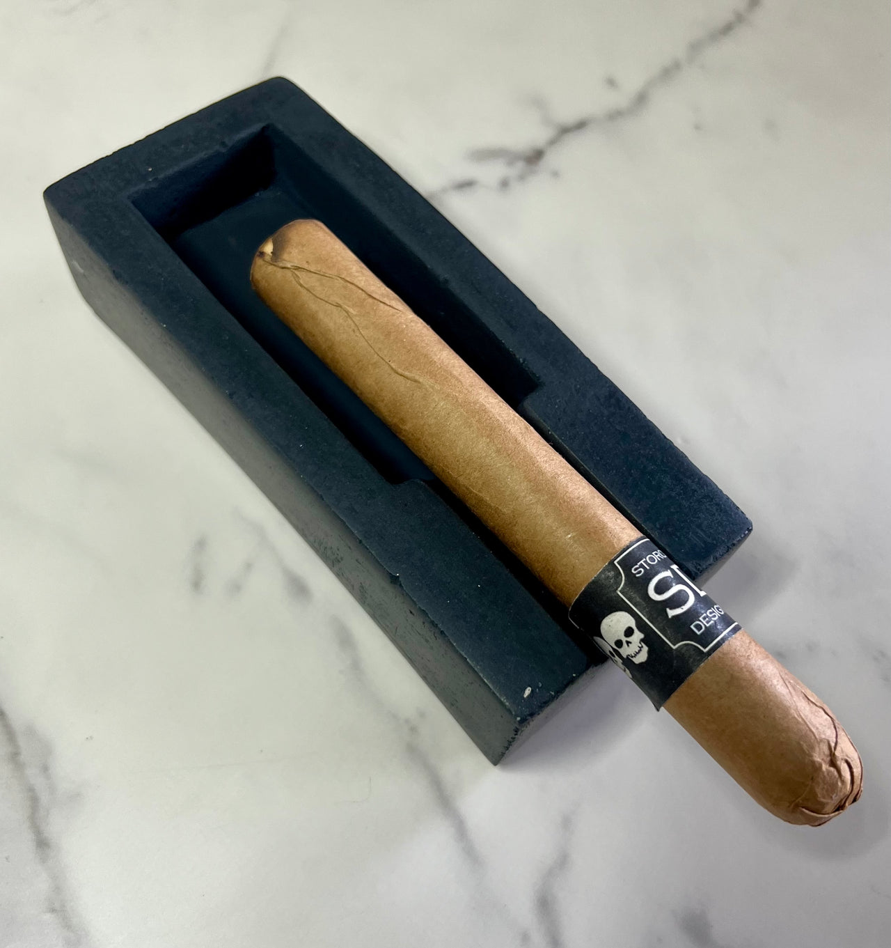 #63 Concrete Single Cigar Ashtray in solid black