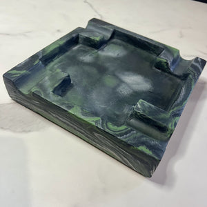 #4 Green Marbled Large Concrete Cigar Ashtray - one of a kind