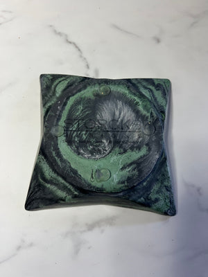 #1 Classic Green Marbled Concrete Cigar Ashtray - one of a kind