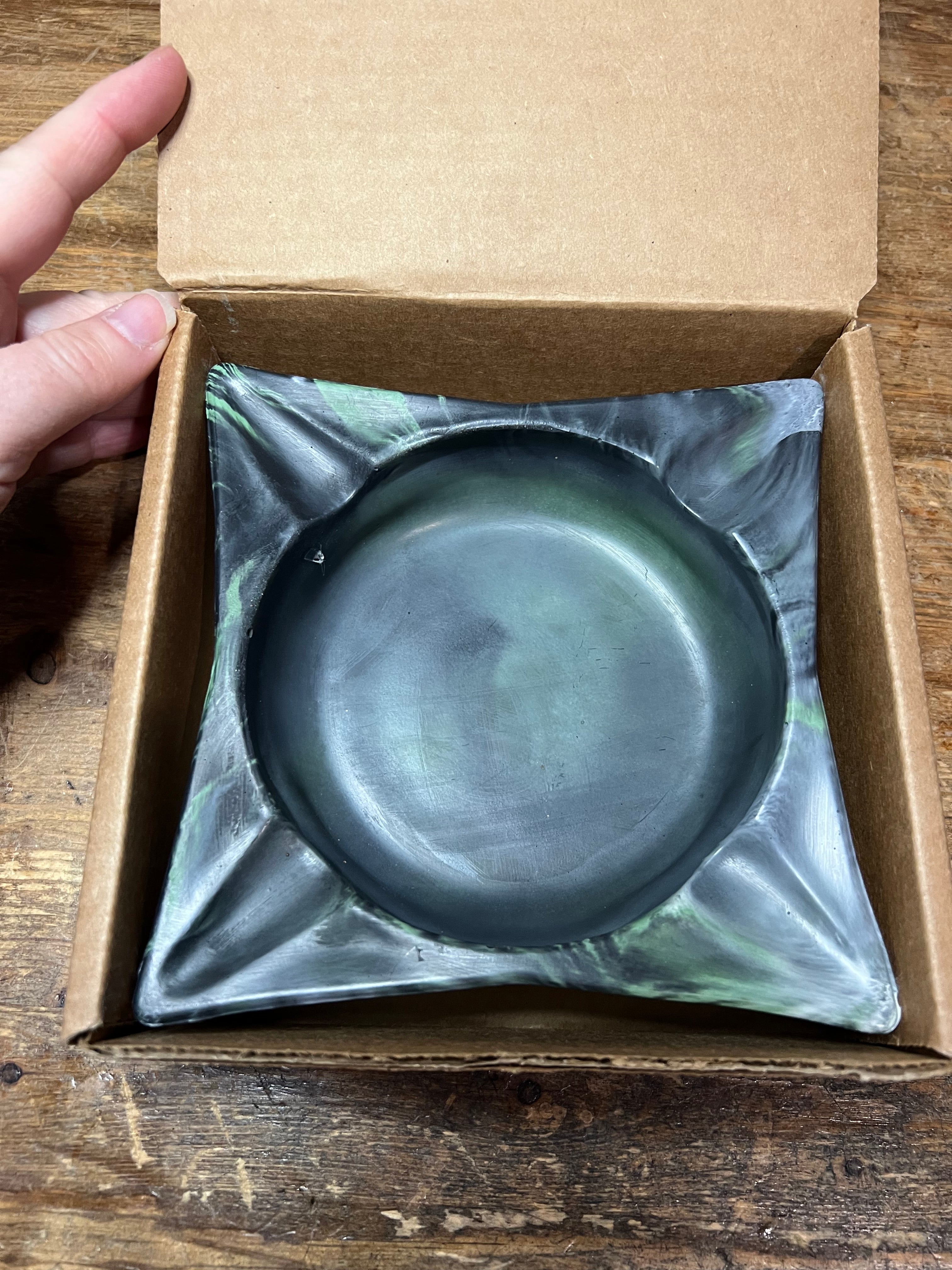 #3 Green Marbled Classic Concrete Cigar Ashtray