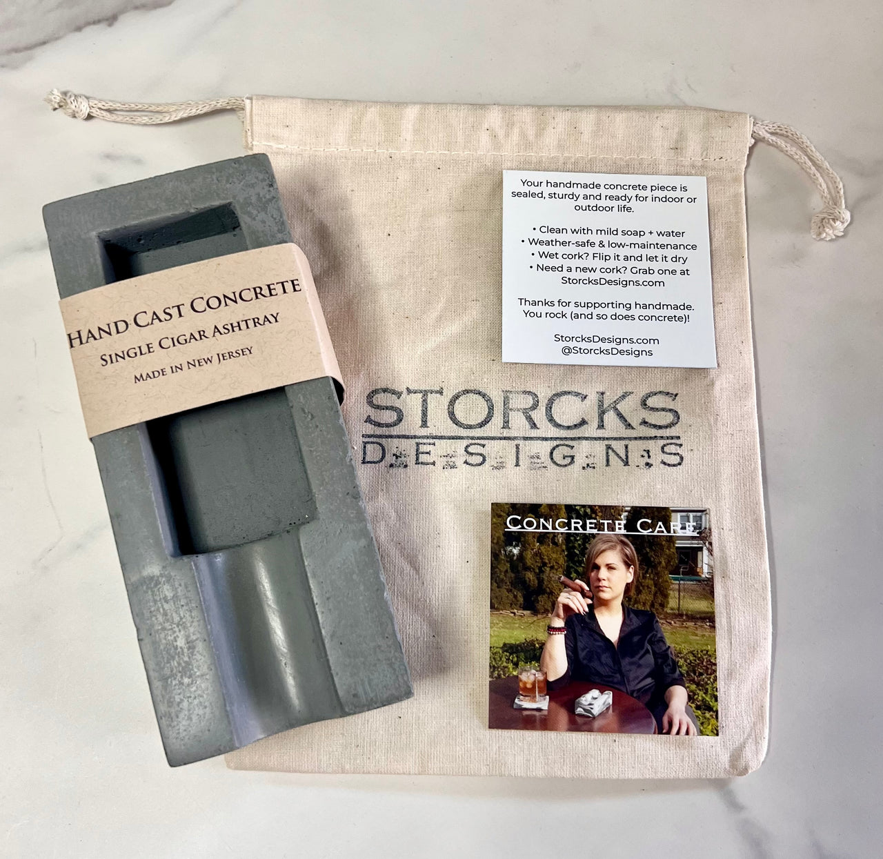 Grey Concrete Single Cigar Ashtray