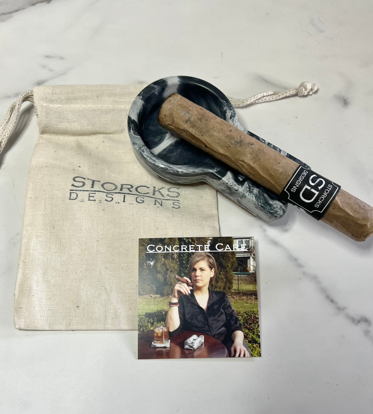 Small Black & White Cigar Ashtray