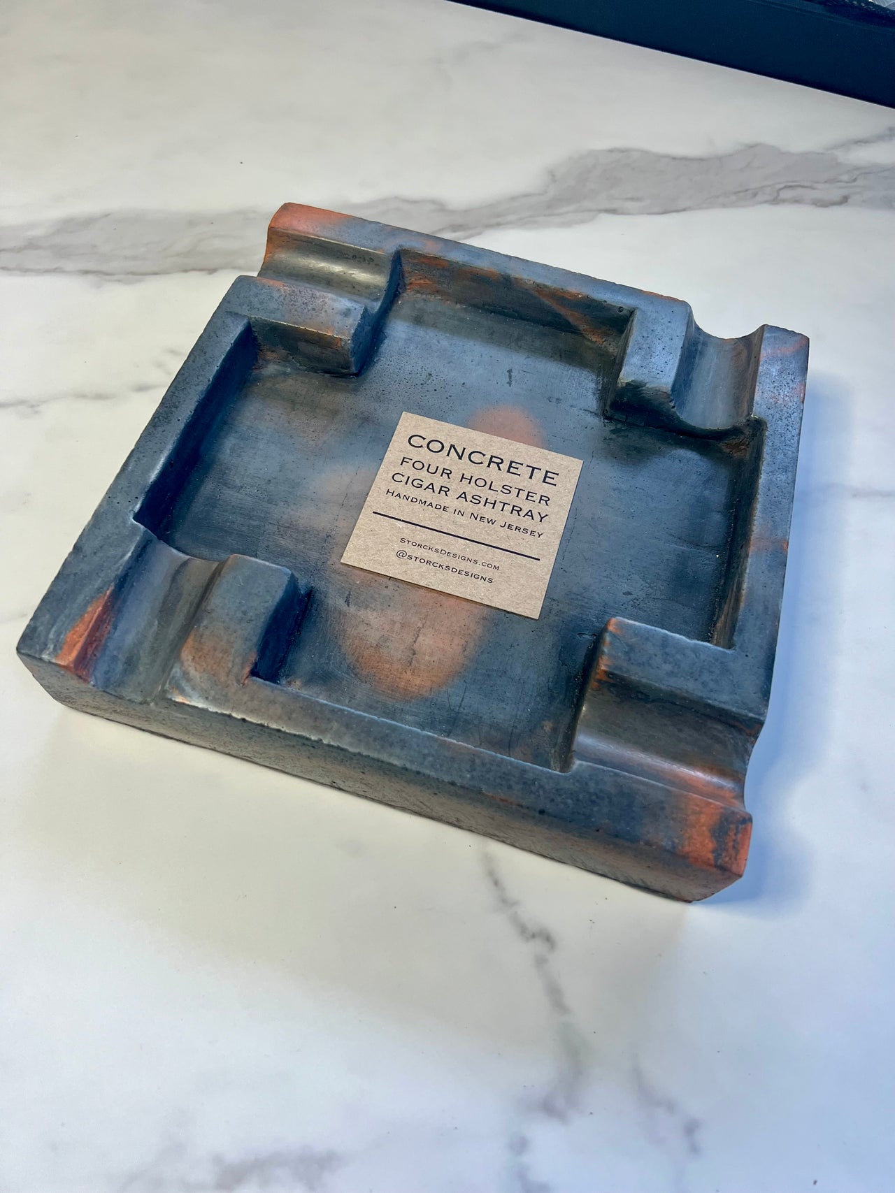 Grey Orange Large Concrete Cigar Ashtray