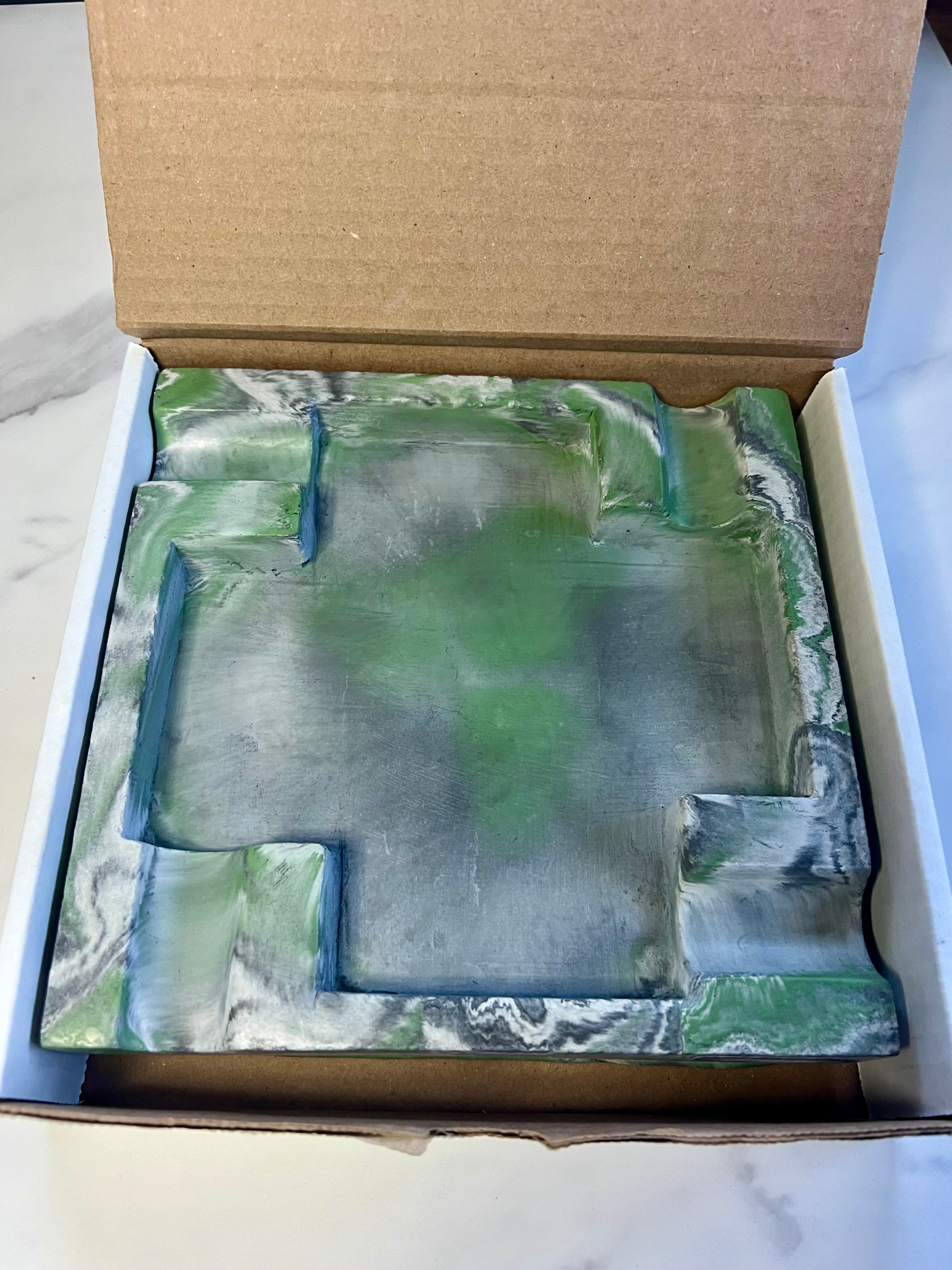 Tie Dye Green Marbled Large Concrete Cigar Ashtray