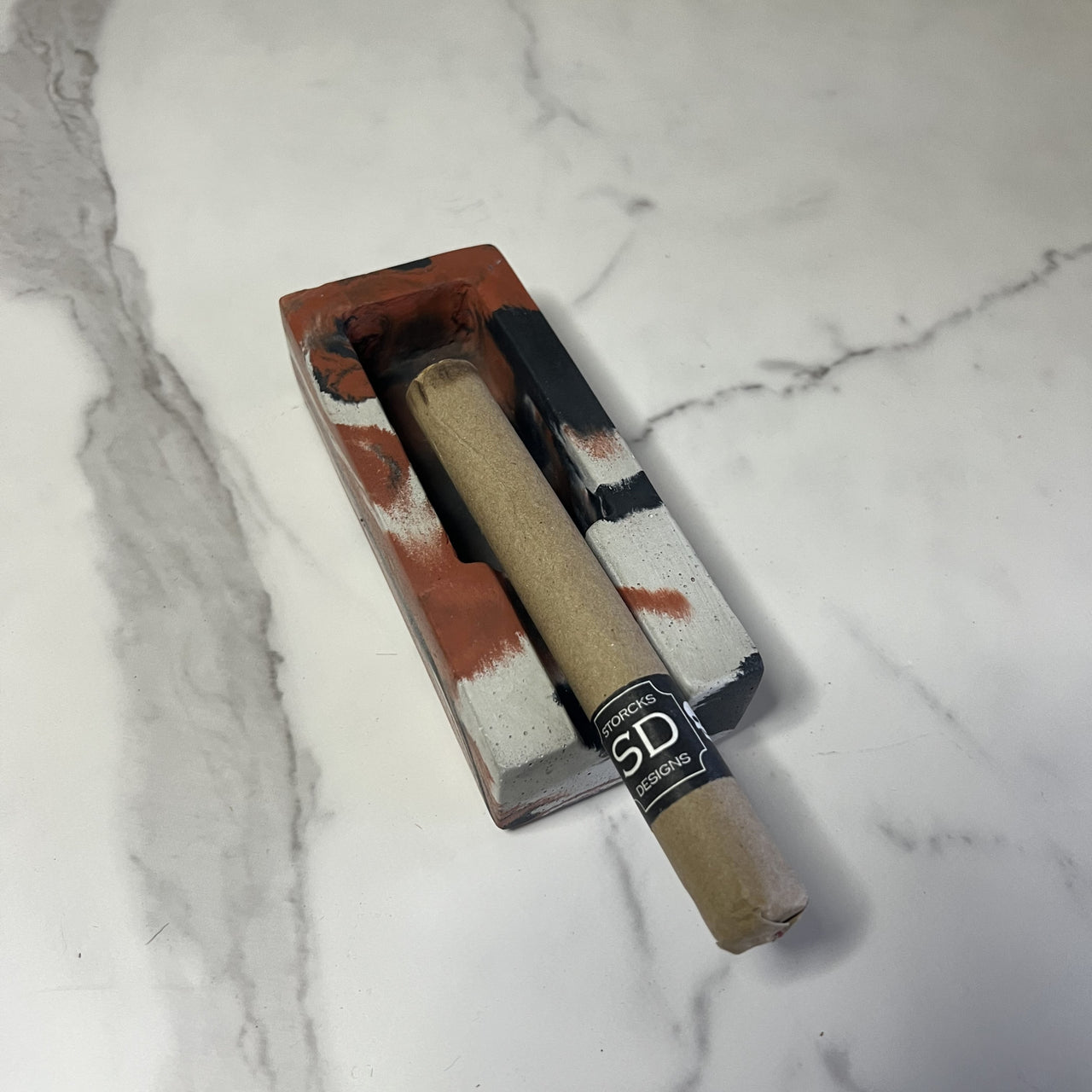 Single Cigar Ashtray - terracotta marbled