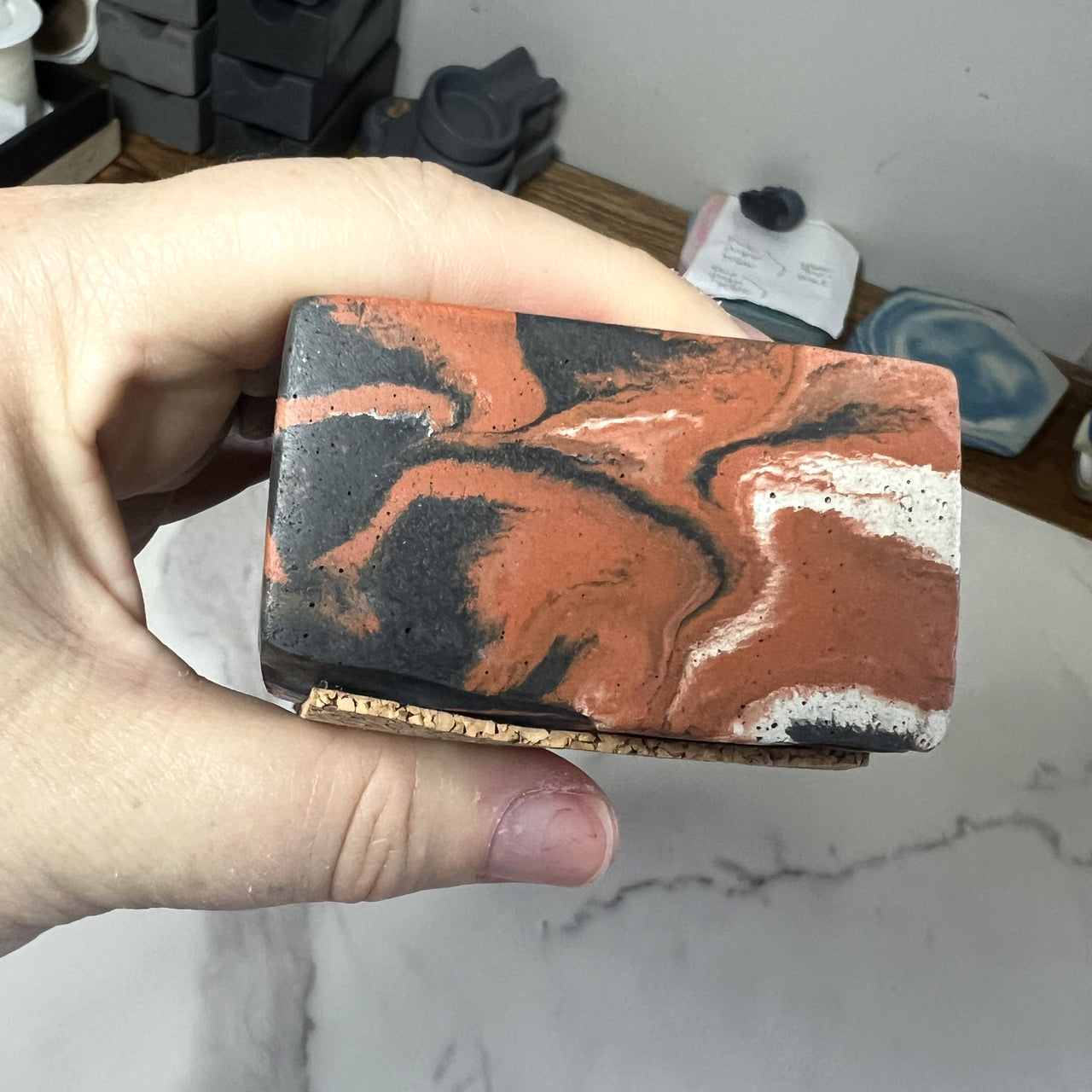Single Cigar Ashtray - terracotta marbled