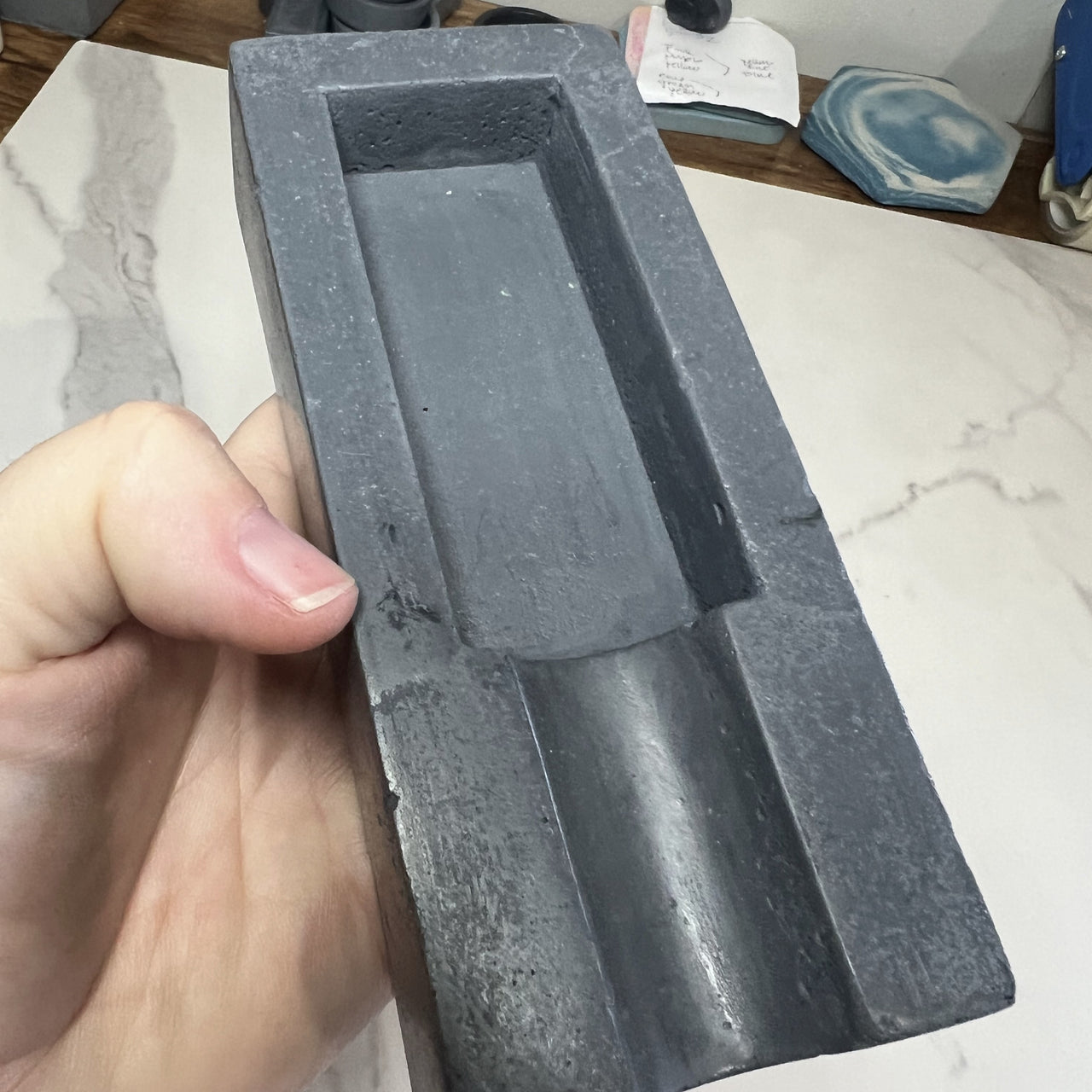 2- grey concrete single cigar ashtray