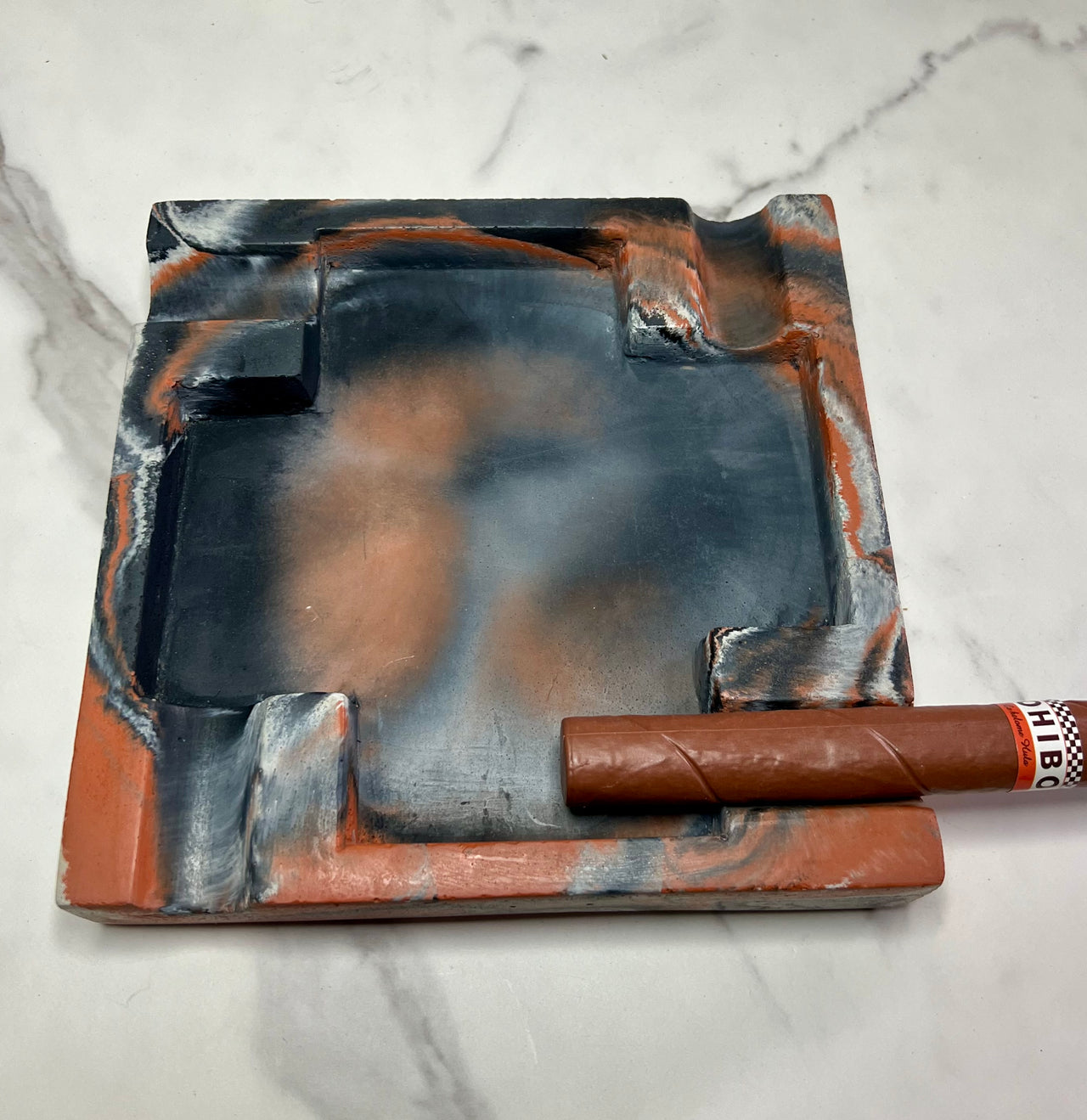 Large Concrete Terracotta Cigar Ashtray - one of a kind
