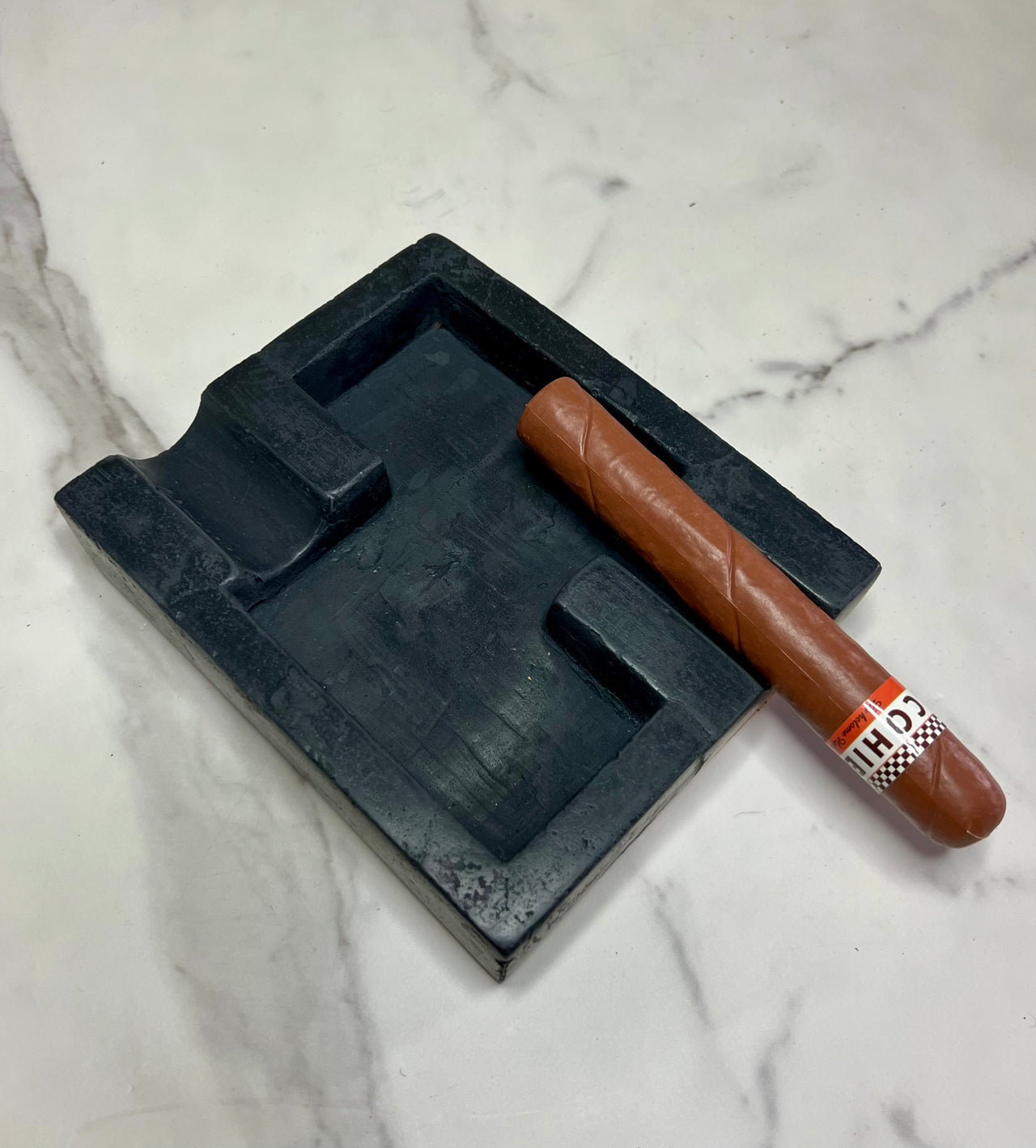 Double Concrete Cigar Ashtray in Black