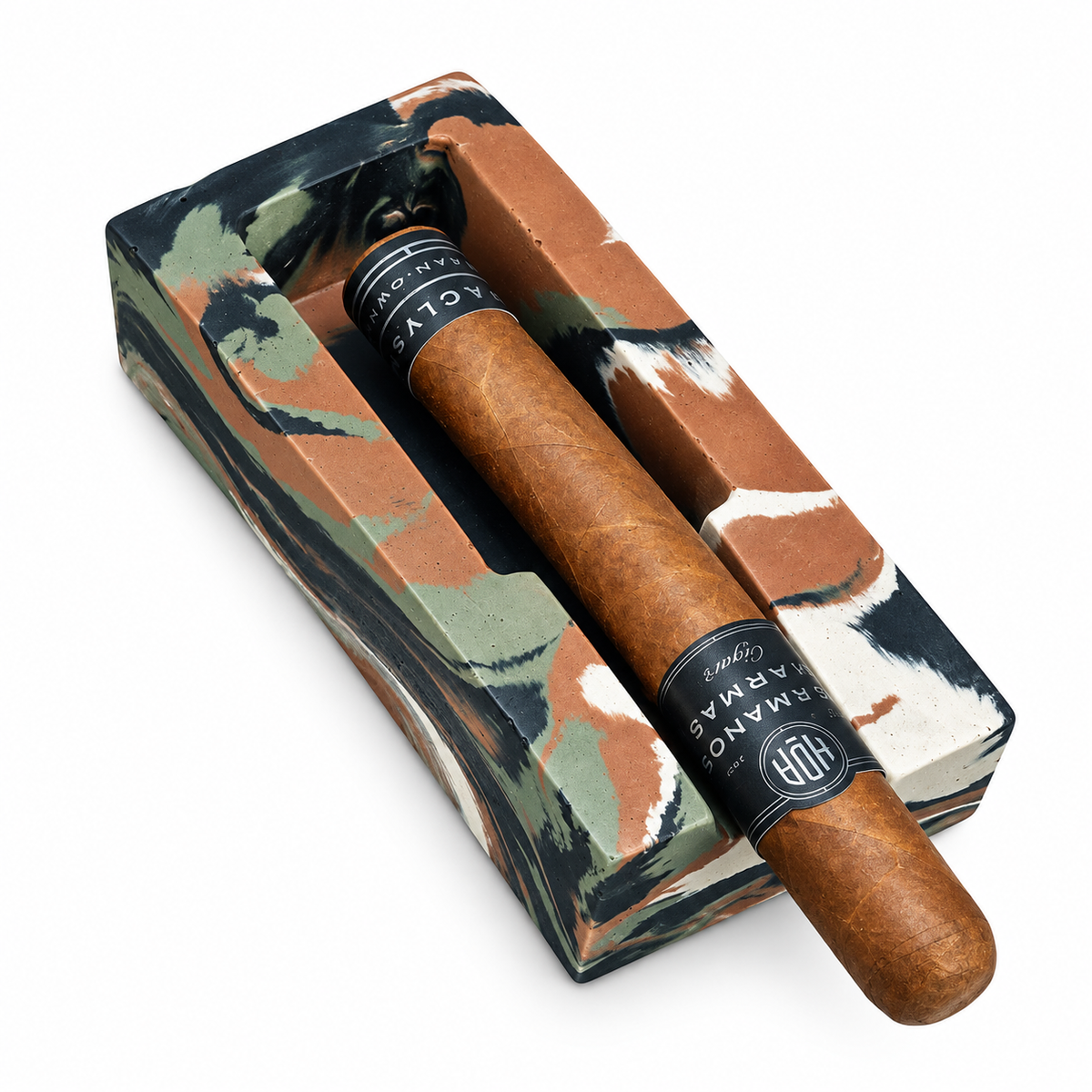 Camouflage Marbled Concrete Single Cigar Ashtray