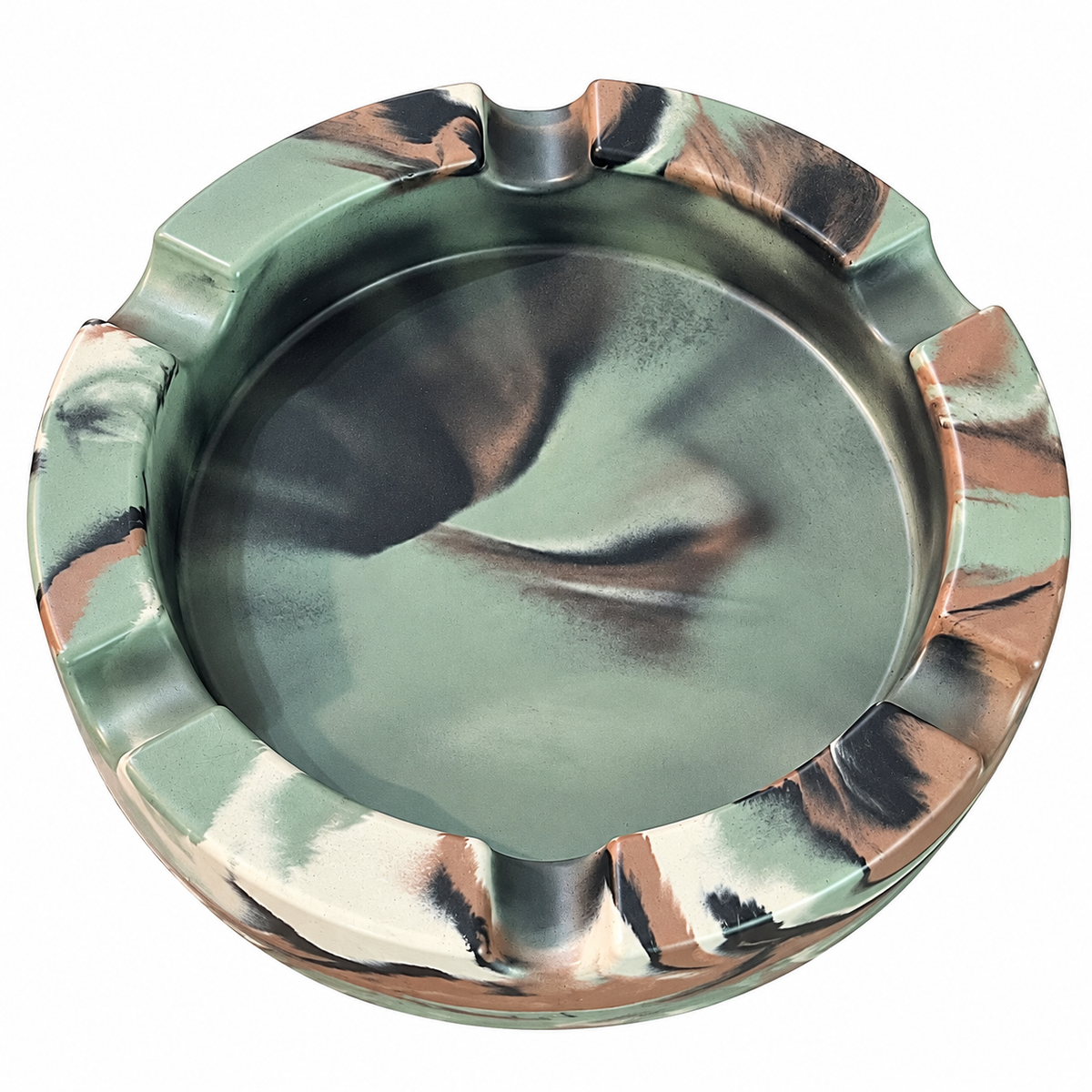 Camouflage Round Large Concrete Cigar Ashtray