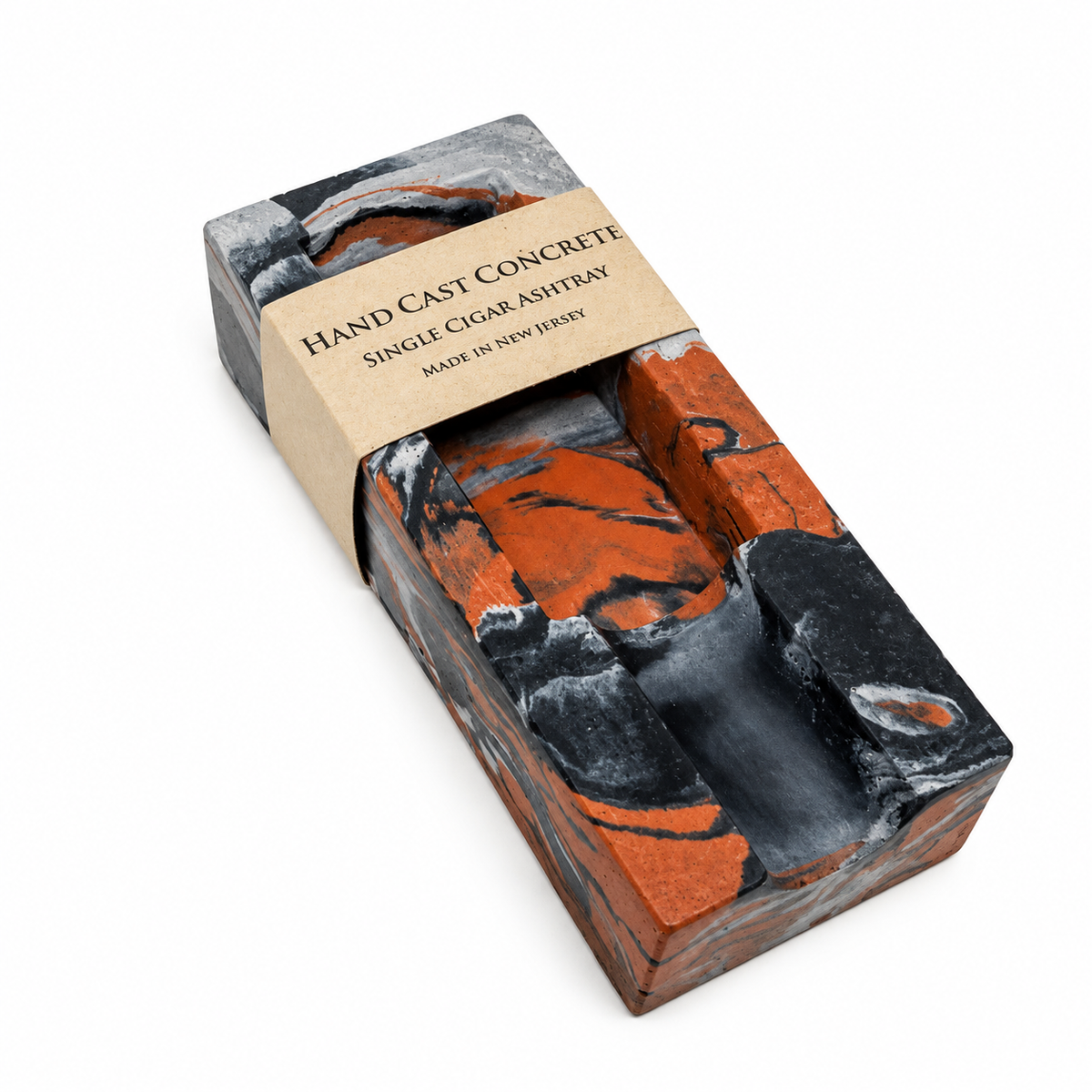 Terracotta Marbled Concrete Single Cigar Ashtray