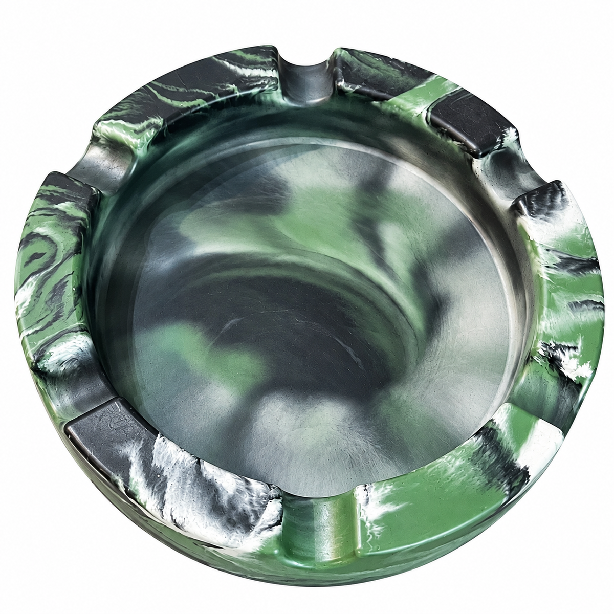 Green Marbled Round Large Concrete Cigar Ashtray