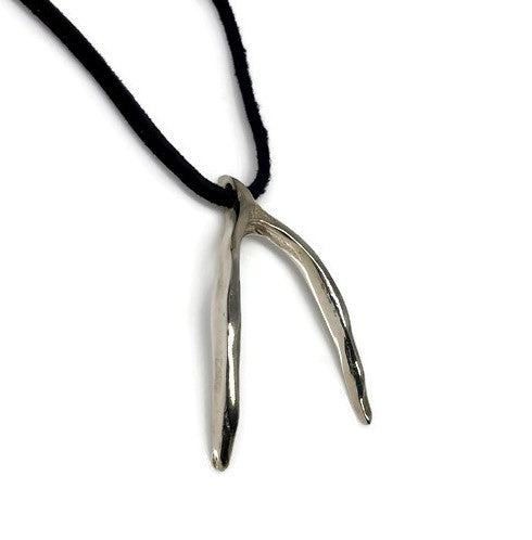 Sterling Silver Metal Mens & Women's Wishbone Necklace