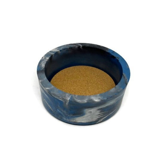 Blue Marbled Concrete Wine Bottle Holder Coaster