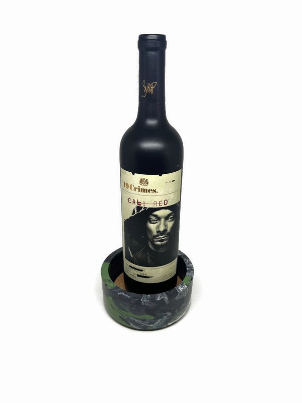 Green Marbled Concrete Wine Bottle Holder Coaster