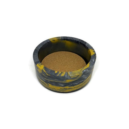 Yellow Marbled Concrete Wine Bottle Holder Coaster