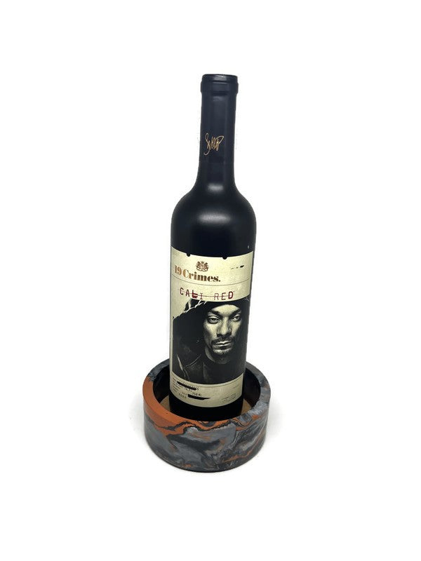 Terracotta Orange Marbled Concrete Wine Bottle Holder Coaster