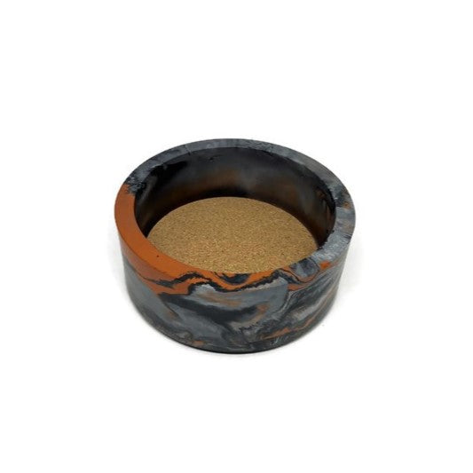 Terracotta Orange Marbled Concrete Wine Bottle Holder Coaster