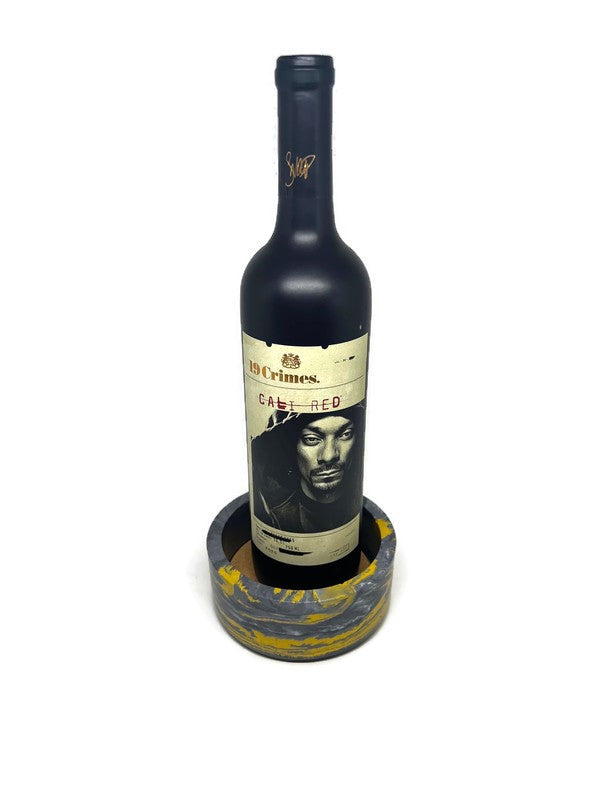 Yellow Marbled Concrete Wine Bottle Holder Coaster