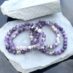 Amethyst Sage Agate 8mm Stone Beaded Bracelet