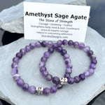 Amethyst Sage Agate 8mm Stone Beaded Bracelet