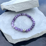 Amethyst Sage Agate 8mm Stone Beaded Bracelet