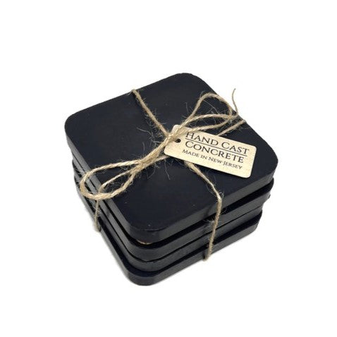 Solid Black Concrete Coaster set (4pcs)