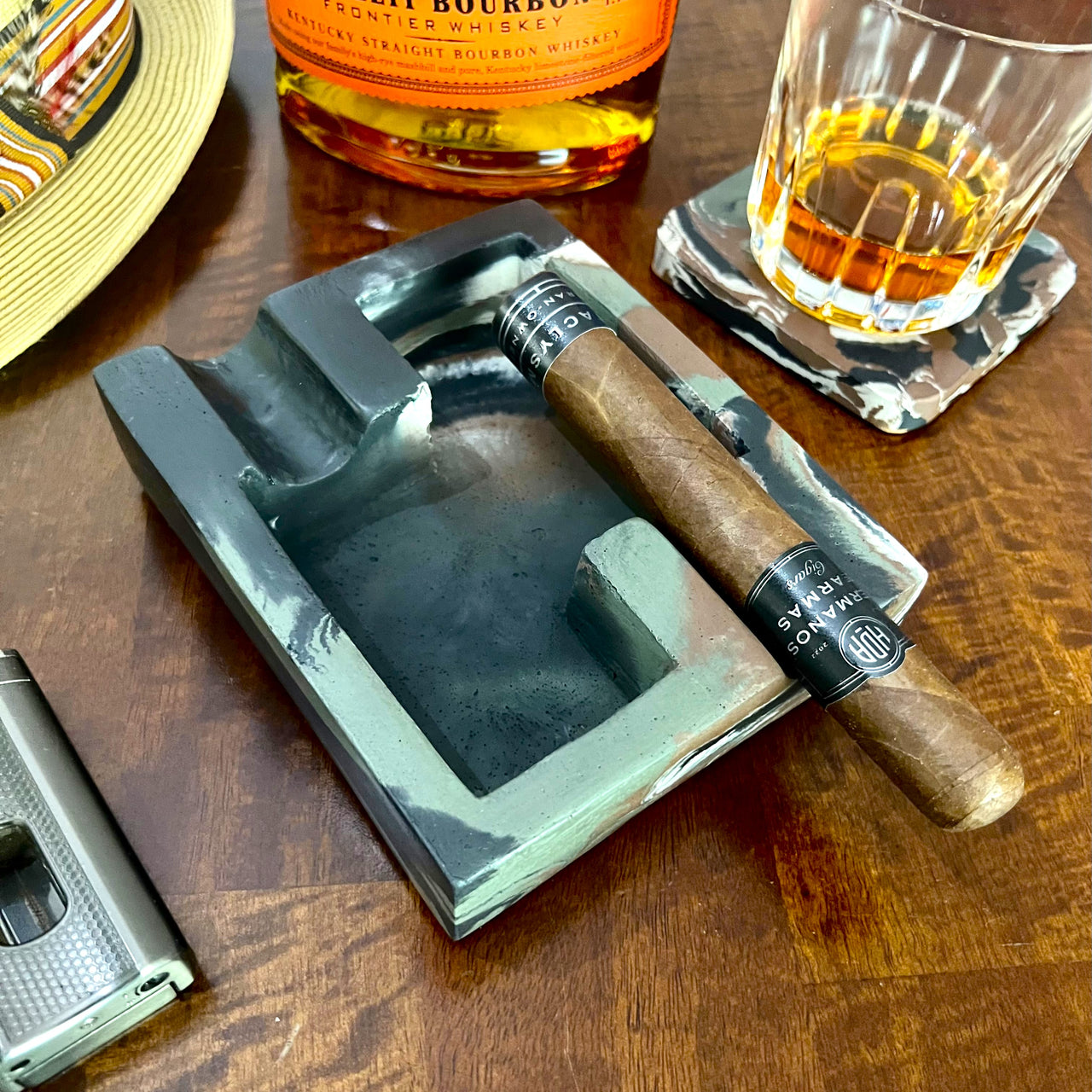 Camouflage Marbled Double Cigar Ashtray