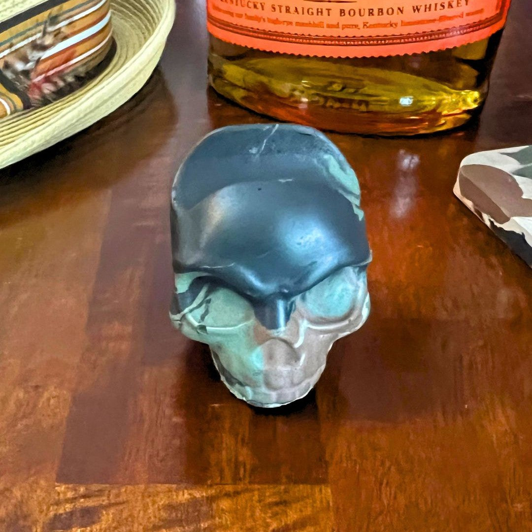 Camouflage Concrete Skull Cigar Rest - Handmade