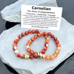 Carnelian 8mm Stone Beaded Bracelet